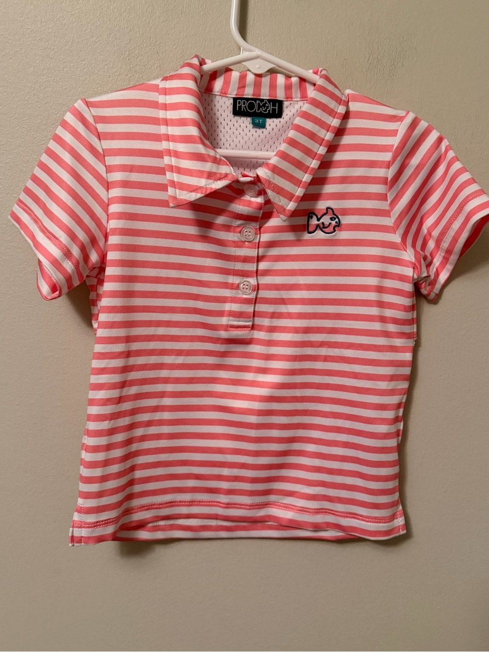 Prodoh Peach & White Striped Polo Shirt